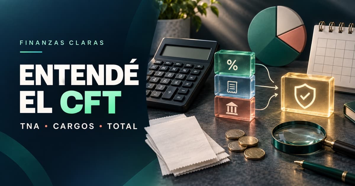 Calculadora financiera junto a un gráfico que separa interés, cargos, impuestos y costo total del préstamo