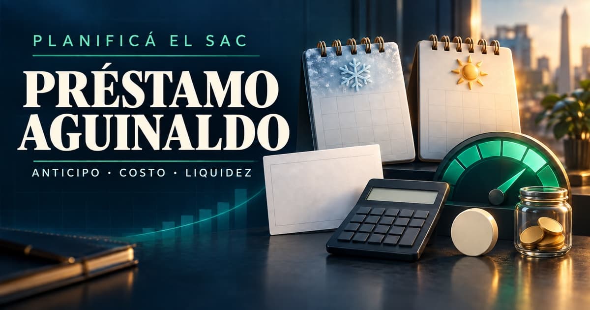 Calendario de aguinaldo junto a recibo genérico, calculadora, cuota única y medidor de liquidez