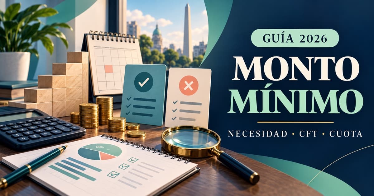 Escala de montos, calculadora y lupa ayudan a comparar el mínimo disponible y el costo total de un préstamo.