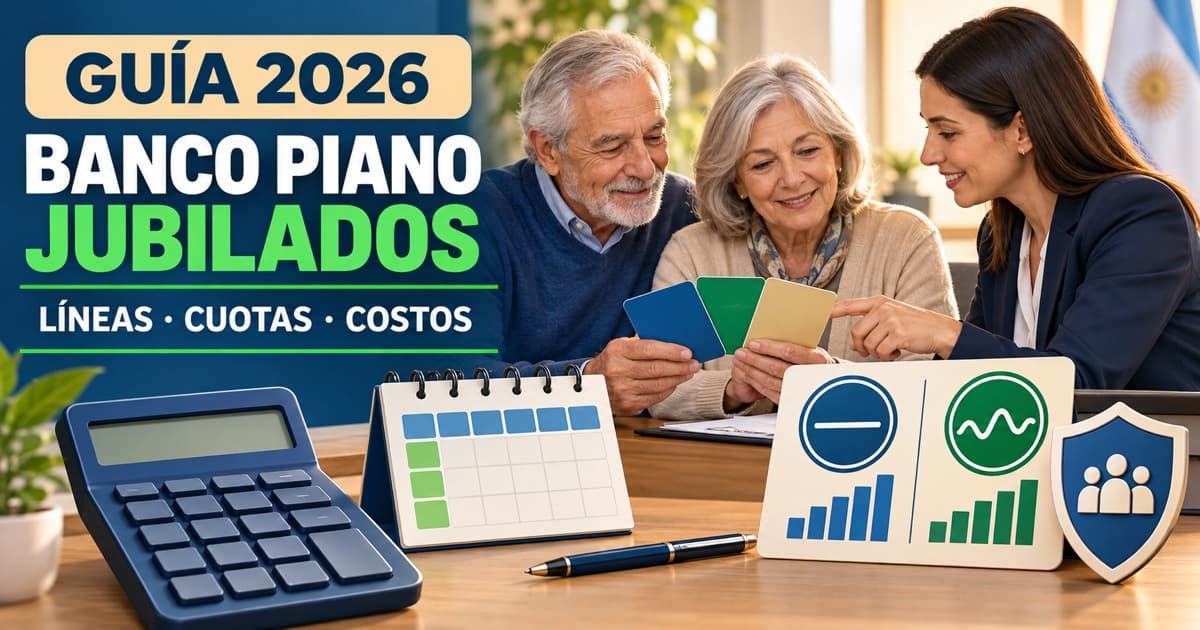 Pareja jubilada compara líneas, cuotas y costos de préstamos de Banco Piano con una calculadora financiera.