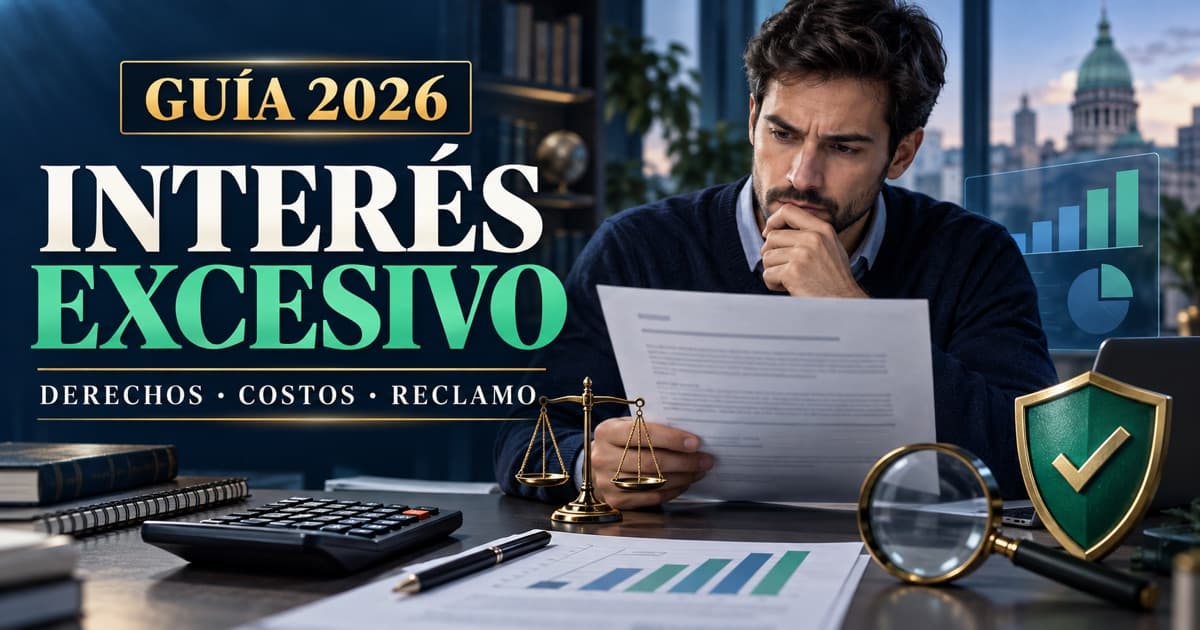 Persona revisa el costo de un préstamo con calculadora, contrato, gráfico de cuotas y balanza de derechos.