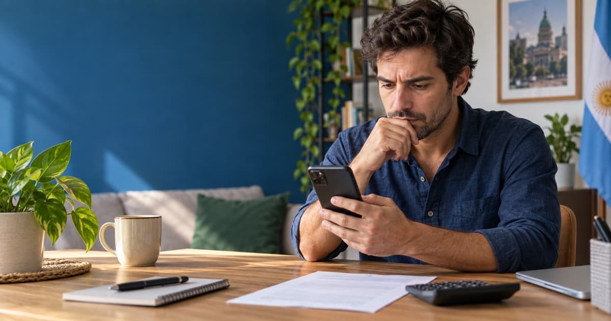 Persona revisando una oferta de Biyuya Préstamos en el celular con calculadora y contrato sin datos visibles