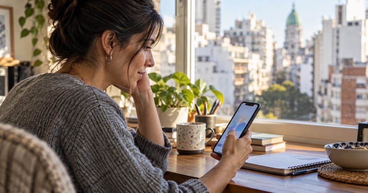 Persona verificando en su celular la disponibilidad de un préstamo online en Argentina