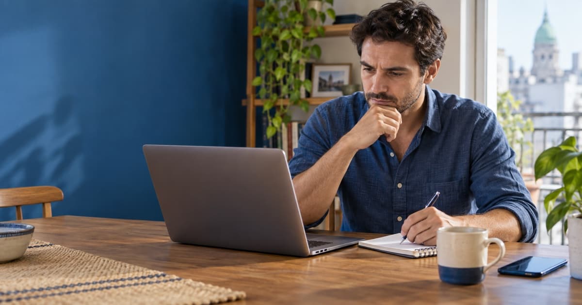 Persona compara en Home Banking cuotas de un préstamo de Banco Santa Fe con una calculadora