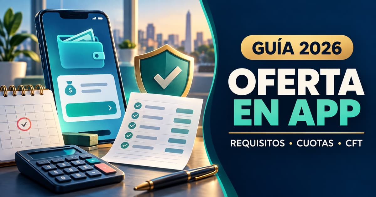 Celular, calendario, calculadora y escudo ilustran una oferta de préstamo disponible dentro de una billetera.