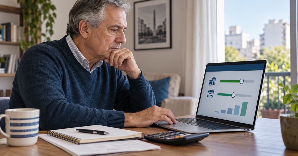 Persona ajusta monto y plazo en el simulador de préstamos Bancor desde una notebook