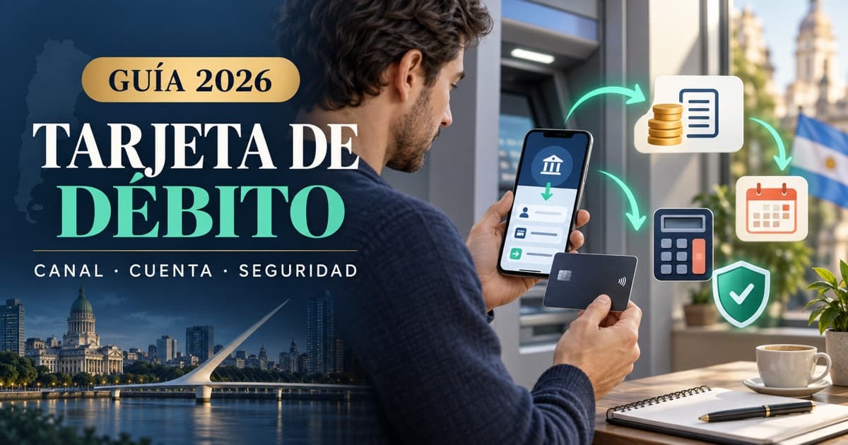 Cliente gestiona un préstamo con tarjeta de débito, celular, cajero, contrato y protección.