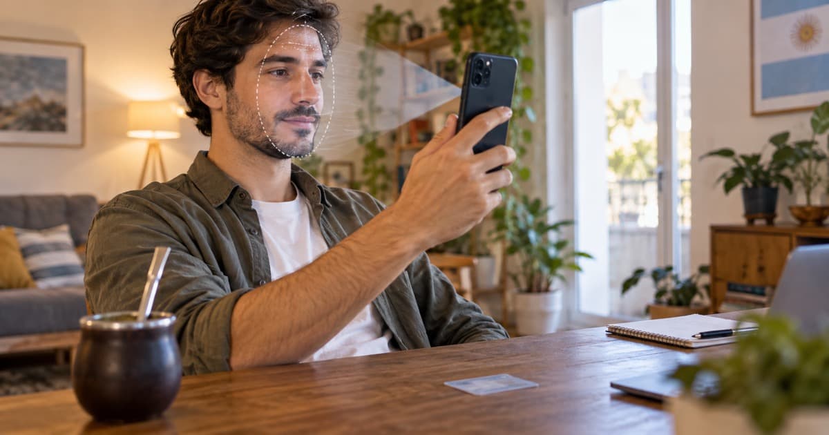 Persona validando su identidad desde un celular para solicitar un préstamo digital seguro