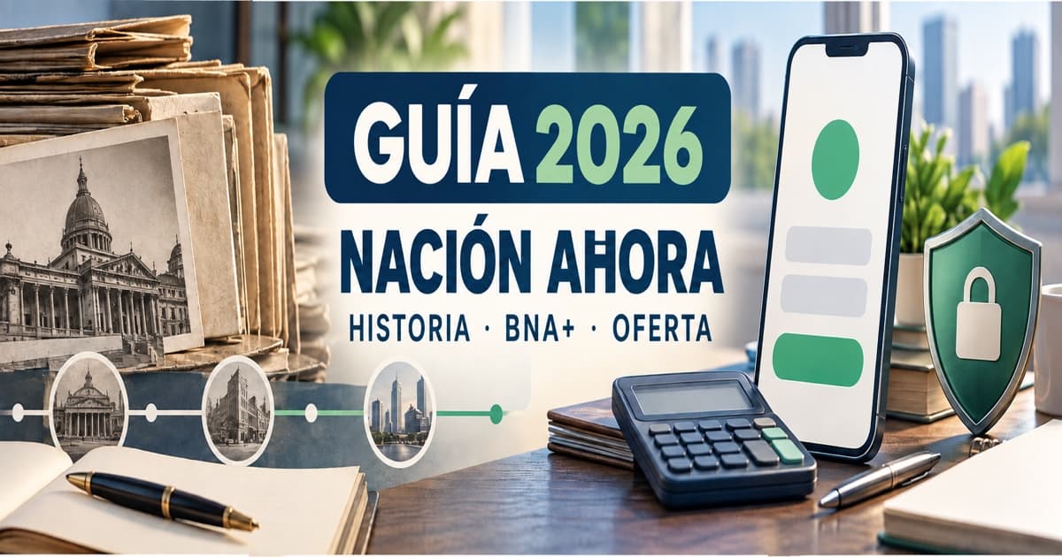 Celular con oferta bancaria abstracta y archivo histórico explican el paso de Nación Ahora a BNA+.