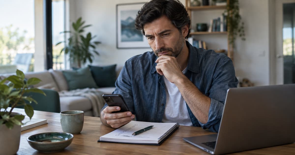 Persona revisando ingresos y requisitos para solicitar un préstamo desde su hogar