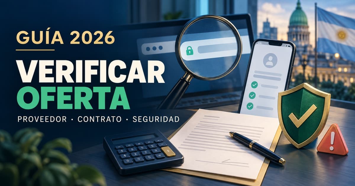Lupa, escudo y celular con interfaz abstracta ayudan a verificar el proveedor detrás de una oferta de préstamo.