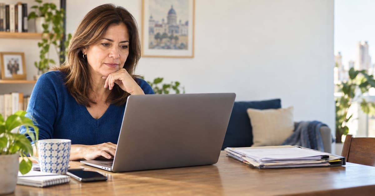 Persona verifica desde una notebook si el sitio de Posta Préstamos continúa disponible
