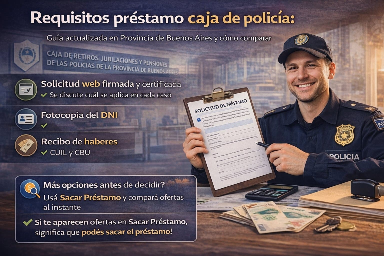 Ilustración del artículo: Requisitos préstamo Caja de Policía